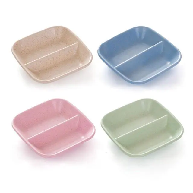Alt view image 7 of 7 - 8 Pack Dipping Bowls Set 2 Grids Soy Sauce Dishes Pinch Bowls Dipping Bowls Dipping Sauce Bowl Small Serving Bowls for Side Dishes Sushi Mustard Tomato Sauce BBQ Seasoning Pepper Kitchup