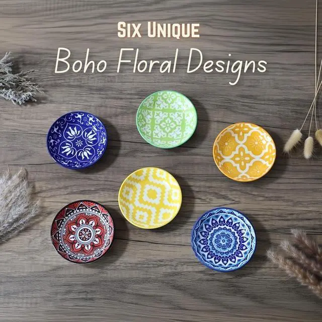 Alt view image 3 of 6 - Ceramic Dipping Bowls, 3 oz Soy Sauce Dish Pinch Bowls, Small Bowls for Condiments & Side Dishes, Mini Appetizer Plates for Sushi & Charcuterie, Microwave & Dishwasher Safe, Set of 6