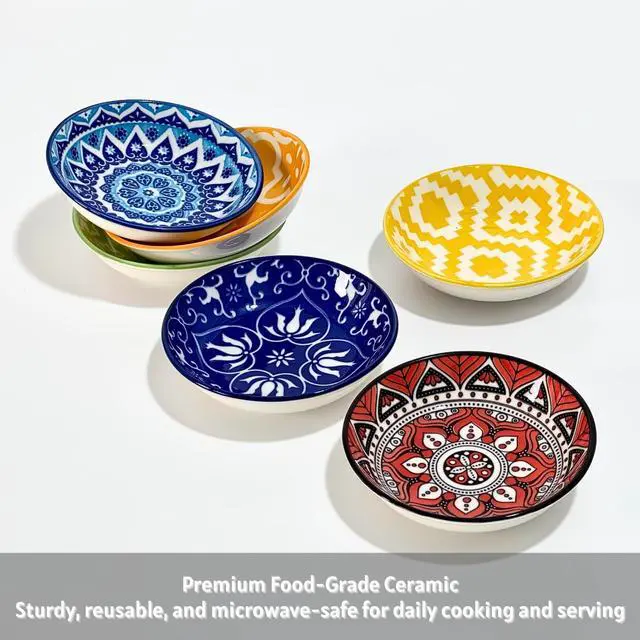 Alt view image 5 of 6 - Ceramic Dipping Bowls, 3 oz Soy Sauce Dish Pinch Bowls, Small Bowls for Condiments & Side Dishes, Mini Appetizer Plates for Sushi & Charcuterie, Microwave & Dishwasher Safe, Set of 6