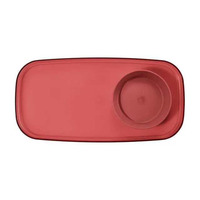 Alt view image 2 of 7 - dipware Small Serving Plate, Stackable & Removable Dip Bowl for Salsa, Queso, Salad, Olives, Dishwasher & Microwave Safe, Multipurpose Plate & Bowl, Red