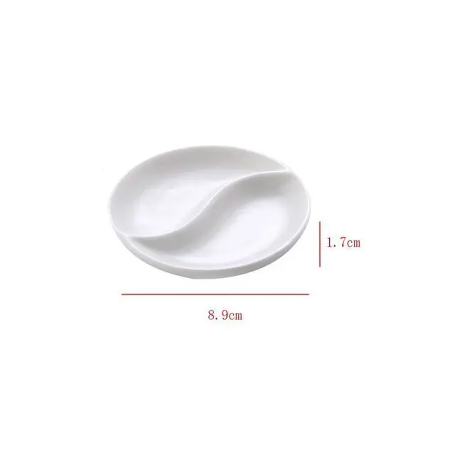 Alt view image 3 of 3 - 2PCS 3.5inch Ceramic Serving Platter Rectangular 2 Compartment Appetizer Serving Tray Divided Spices Vinegar Nuts Sauce Dishes for Home Kitchen Restaurant