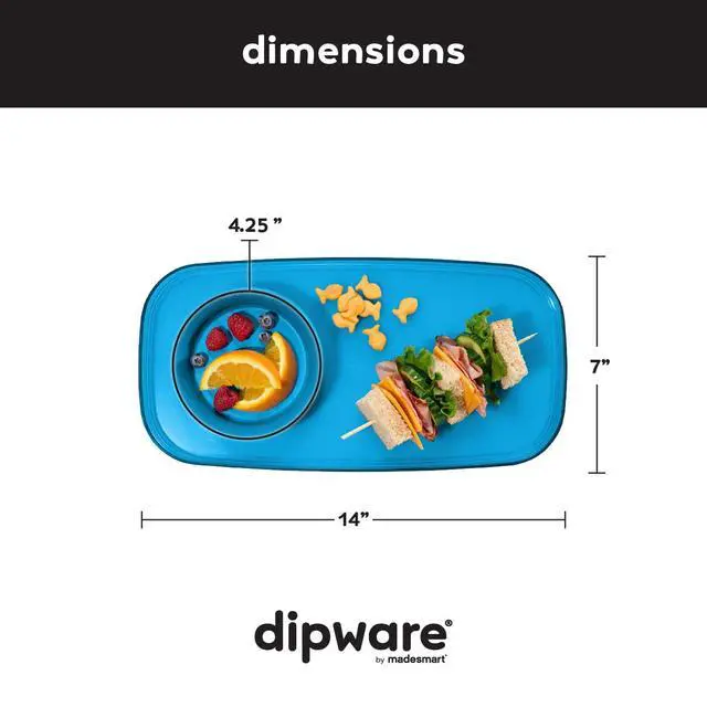 Alt view image 3 of 7 - dipware Small Serving Plate, Stackable & Removable Dip Bowl for Salsa, Queso, Salad, Olives, Dishwasher & Microwave Safe, Multipurpose Plate & Bowl, Ocean