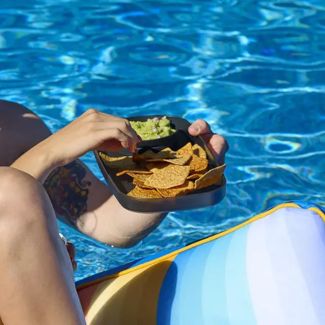 Alt view image 5 of 7 - dipware Small Serving Plate, Stackable & Removable Dip Bowl for Salsa, Queso, Salad, Olives, Dishwasher & Microwave Safe, Multipurpose Plate & Bowl, Ocean