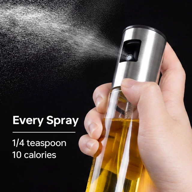 Alt view image 2 of 7 - 4 Pack 100ml Glass Olive Oil Sprayer with Scale & 4 Label Stickers, Refillable Fine Mist Oil Dispenser for Air Fryer, Salad, Baking, Grilling, Frying