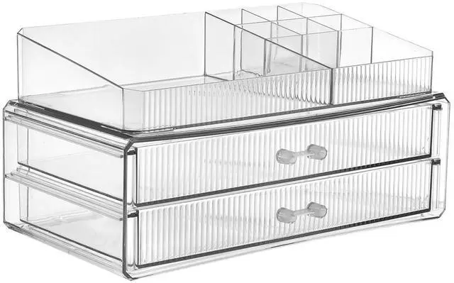Alt view image 2 of 7 - stackable storage drawers, acrylic storage rack, cosmetics and beauty products organizer, suitable for makeup room, bathroom, pantry, home bedroom storage