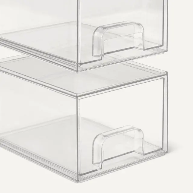 Alt view image 3 of 5 - Stackable Plastic Storage Makeup Organizer Drawers, Clear, 7.5" x 6" x 4.5", 4-Pack