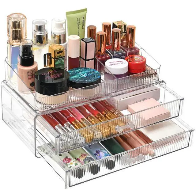 Alt view image 3 of 7 - stackable storage drawers, acrylic storage rack, cosmetics and beauty products organizer, suitable for makeup room, bathroom, pantry, home bedroom storage