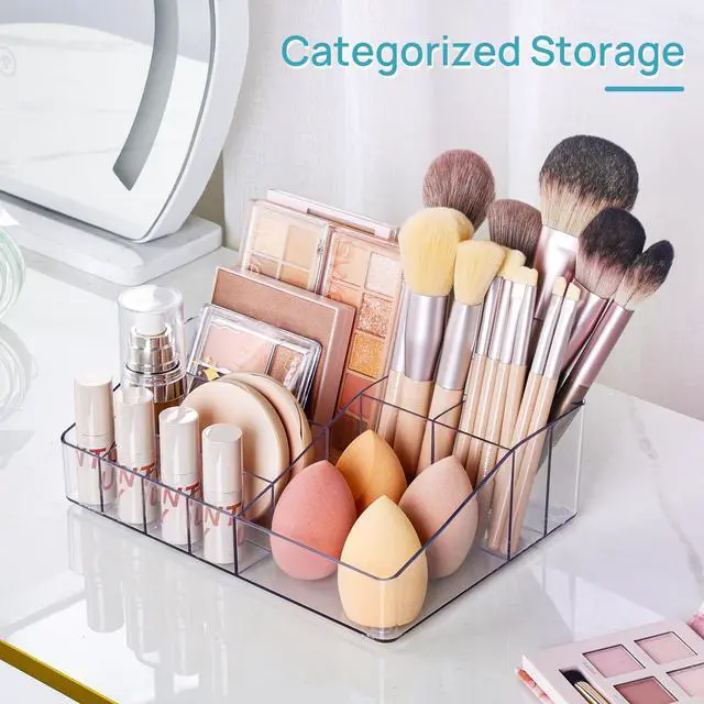 Alt view image 4 of 7 - 3 Tier Clear Makeup Organizer with Drawer, Cosmetic Storage for Dresser Countertop and Bathroom Vanity, Beauty Holder for Lipstick Brush Skincare