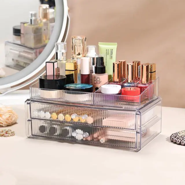 Alt view image 4 of 7 - stackable storage drawers, acrylic storage rack, cosmetics and beauty products organizer, suitable for makeup room, bathroom, pantry, home bedroom storage