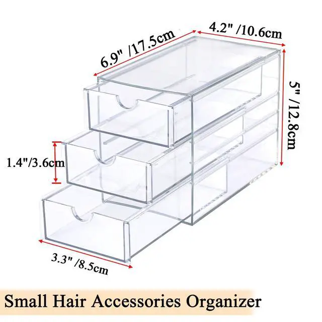 Alt view image 3 of 7 - 3 Drawers Acrylic Drawer Organizer Clear Desktop Organizer for Hair Accessories Jewelry Stationery Office Supplies Acrylic Drawer Storage Box for Vanity Bathroom Closet