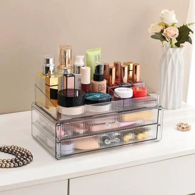 Alt view image 5 of 7 - stackable storage drawers, acrylic storage rack, cosmetics and beauty products organizer, suitable for makeup room, bathroom, pantry, home bedroom storage