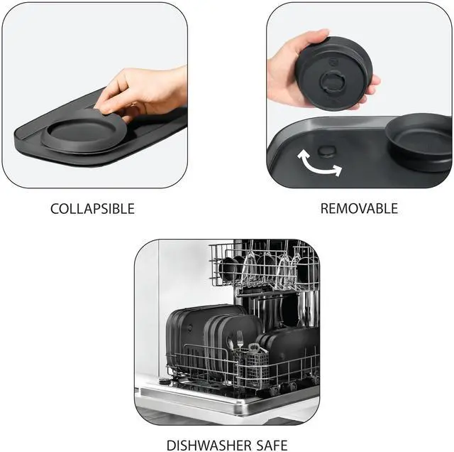 Alt view image 4 of 6 - Dipware Reusable Dining Plate/Serving Tray for Appetizers and Snacks, Food-Safe Appetizer Serving Platter with Removable Dip Bowl, Midnight
