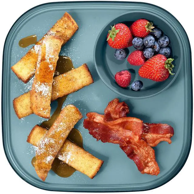 Alt view image 5 of 6 - Dipware Reusable Dining Plate/Serving Tray for Appetizers and Snacks, Food-Safe Appetizer Serving Platter with Removable Dip Bowl, Midnight
