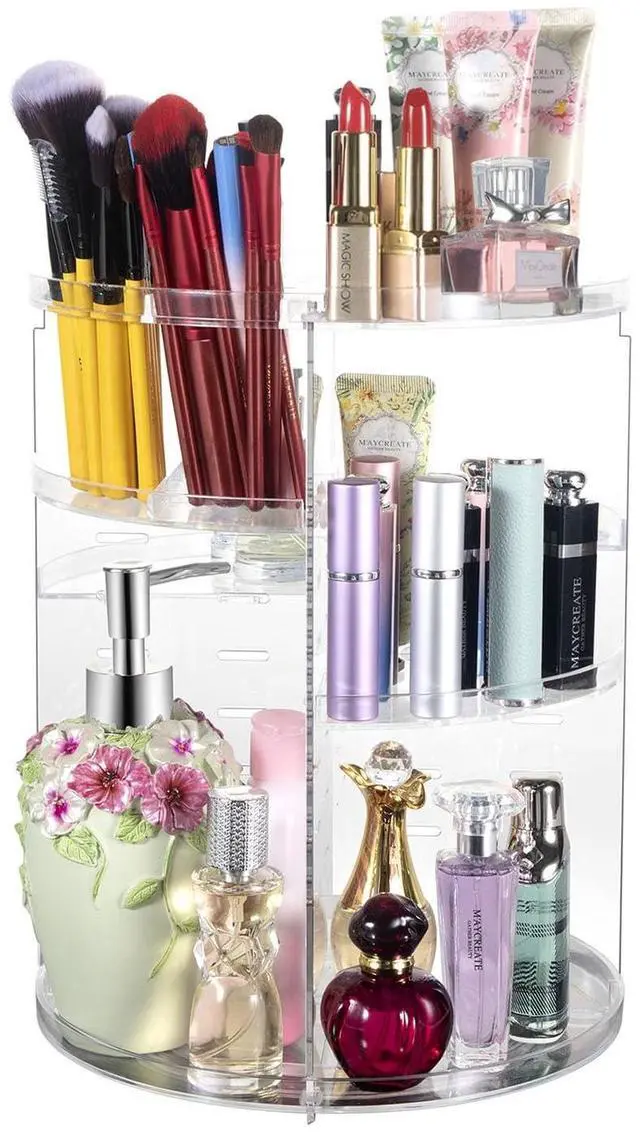 Main image of 360 Rotating Makeup Organizer, Spinning Countertop, Cosmetic Holder Shelf, Make Up Organizers and Storage for Bedroom, Transparent