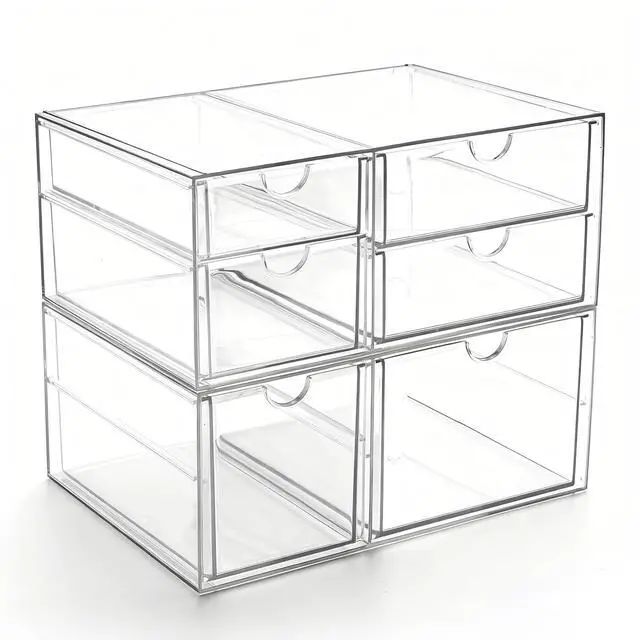 Main image of Acrylic Makeup Organizer Clear Storage Drawer with 6 Small Drawers