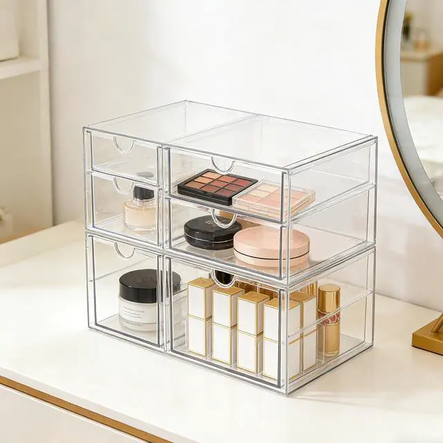 Alt view image 7 of 7 - Acrylic Makeup Organizer Clear Storage Drawer with 6 Small Drawers