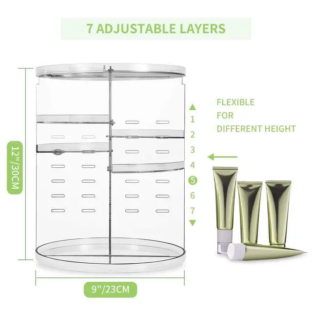 Alt view image 4 of 7 - 360 Rotating Makeup Organizer, Spinning Countertop, Cosmetic Holder Shelf, Make Up Organizers and Storage for Bedroom, Transparent