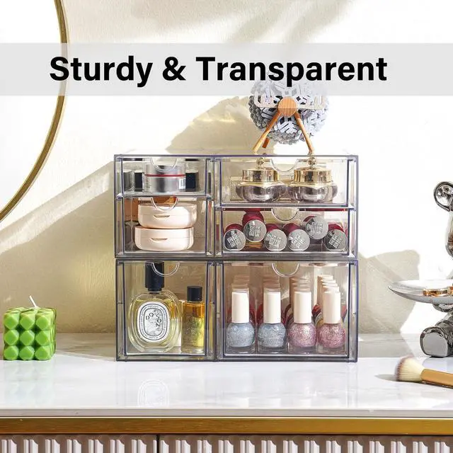 Alt view image 5 of 7 - Acrylic Makeup Organizer Clear Storage Drawer with 6 Small Drawers