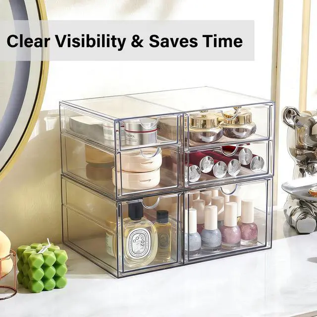 Alt view image 2 of 7 - Acrylic Makeup Organizer Clear Storage Drawer with 6 Small Drawers