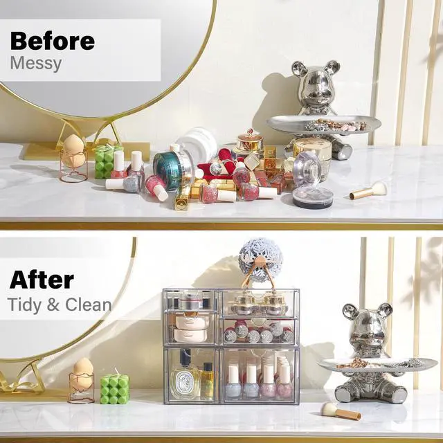 Alt view image 6 of 7 - Acrylic Makeup Organizer Clear Storage Drawer with 6 Small Drawers