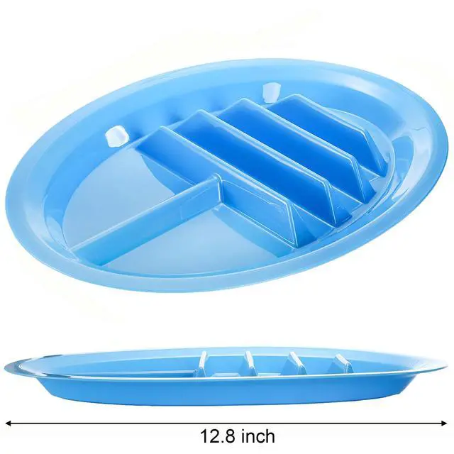 Alt view image 2 of 7 - 10 Pack Plastic Taco Plates for Party, Large Taco Holder with 2 Dipping Areas, Stand Up Divider for 3 Tacos, BPA Free, Dishwasher Safe, Colorful