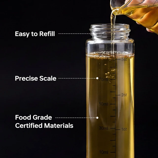 Alt view image 4 of 7 - 4 Pack 100ml Glass Olive Oil Sprayer with Scale & 4 Label Stickers, Refillable Fine Mist Oil Dispenser for Air Fryer, Salad, Baking, Grilling, Frying