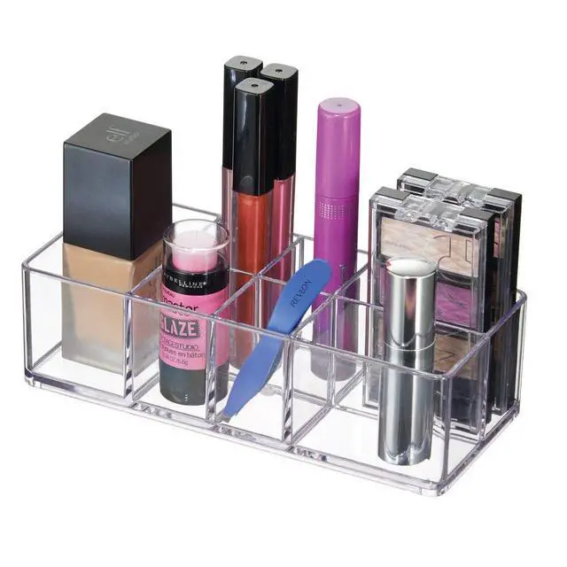 Alt view image 3 of 6 - Divided Bathroom Vanity Organizer, 7" x 3" x 2", Set of 2Clear