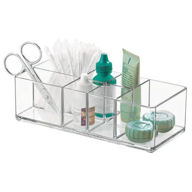 Alt view image 4 of 6 - Divided Bathroom Vanity Organizer, 7" x 3" x 2", Set of 2Clear