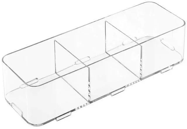 Alt view image 2 of 7 - Clarity Bathroom Interlocking Drawer Organizer for Cosmetics, Beauty Products, Hair Accessories - Extra Large, Clear 12-inch x 4-inch x 3-inch