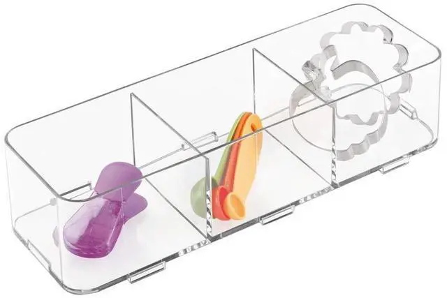 Alt view image 6 of 7 - Clarity Bathroom Interlocking Drawer Organizer for Cosmetics, Beauty Products, Hair Accessories - Extra Large, Clear 12-inch x 4-inch x 3-inch