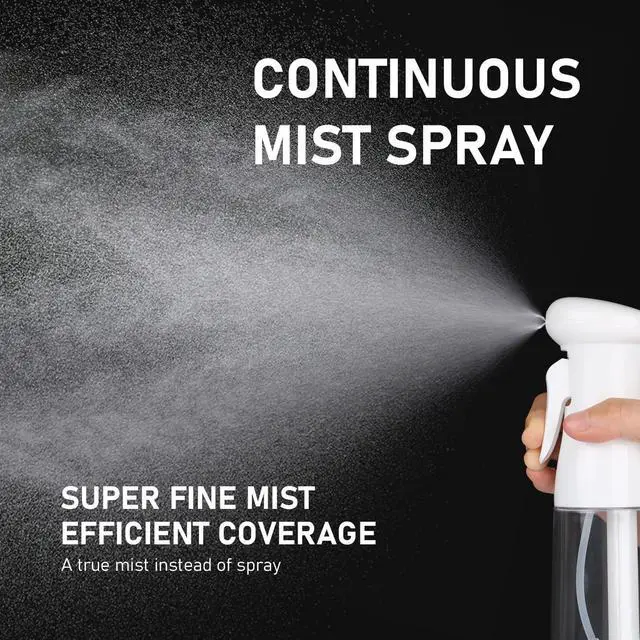 Alt view image 2 of 7 - Spray Bottle For Hair, Continuous Mister Empty Spray Bottles, Ultra Fine Mist Water Sprayer for Hairstyling, Cleaning, Plants, Pets, Barbers, Salons, Essential Oil Scents - 2 Pack 6.8 OZ