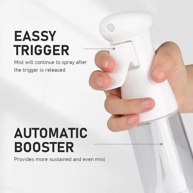 Alt view image 5 of 7 - Spray Bottle For Hair, Continuous Mister Empty Spray Bottles, Ultra Fine Mist Water Sprayer for Hairstyling, Cleaning, Plants, Pets, Barbers, Salons, Essential Oil Scents - 2 Pack 6.8 OZ