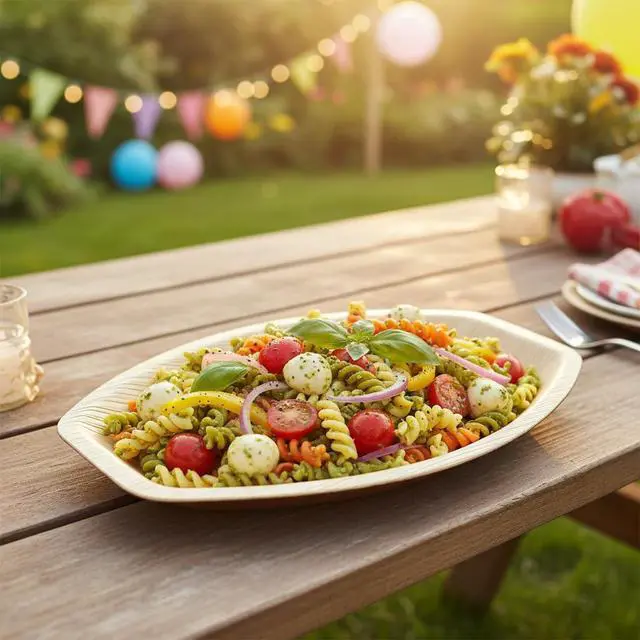 Alt view image 7 of 7 - Disposable Palm Leaf 13" x 9" Trays (10 pieces) Bamboo Like Serving Platters, Disposable Boards, Eco-Friendly Dinnerware For Weddings, Catering, Events