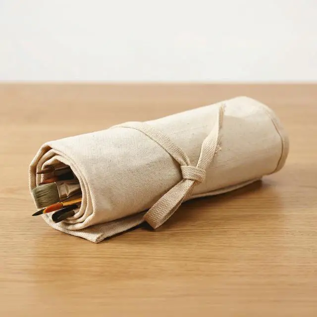 Alt view image 3 of 7 - 30 Pocket Canvas Paint Brush Holder - Natural | 21" x 18" | Roll Up Brush Storage Pouch | Ideal Case for Paintbrush & Art Tool Storage | Easy to Carry | Also Great for Storing Makeup Brushes