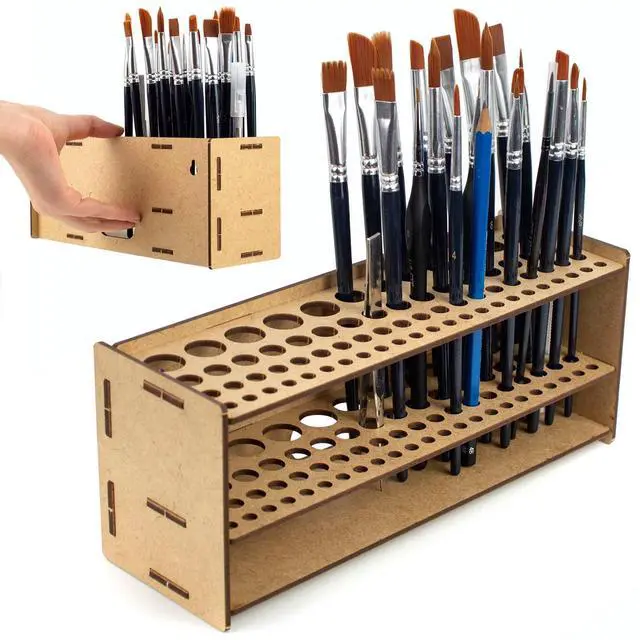 Main image of Tool & Brush Organizer for Miniatures & Modeling, Versatile Tabletop or Wall Holder with Multi-Size Holes for Hobby Tools, Files and Accessories