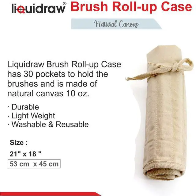 Alt view image 7 of 7 - 30 Pocket Canvas Paint Brush Holder - Natural | 21" x 18" | Roll Up Brush Storage Pouch | Ideal Case for Paintbrush & Art Tool Storage | Easy to Carry | Also Great for Storing Makeup Brushes