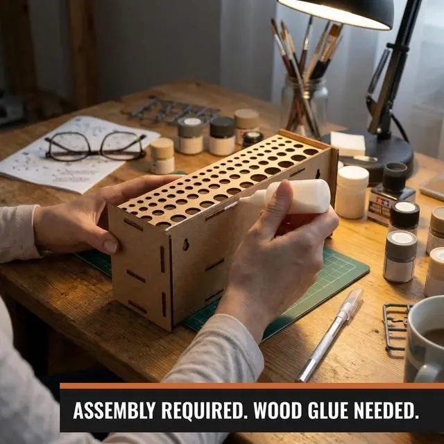 Alt view image 3 of 7 - Tool & Brush Organizer for Miniatures & Modeling, Versatile Tabletop or Wall Holder with Multi-Size Holes for Hobby Tools, Files and Accessories
