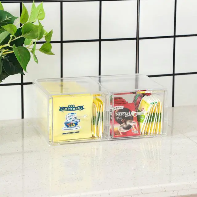 Alt view image 4 of 5 - Clear Stacking Make Up Organizers and Storage With 2 Drawers,4.7" Tall Acrylic Medicine Cabinet Organizer,Plastic Desktop Drawers Organizer for Vanity, Undersink, Kitchen Cabinets,Bathroom