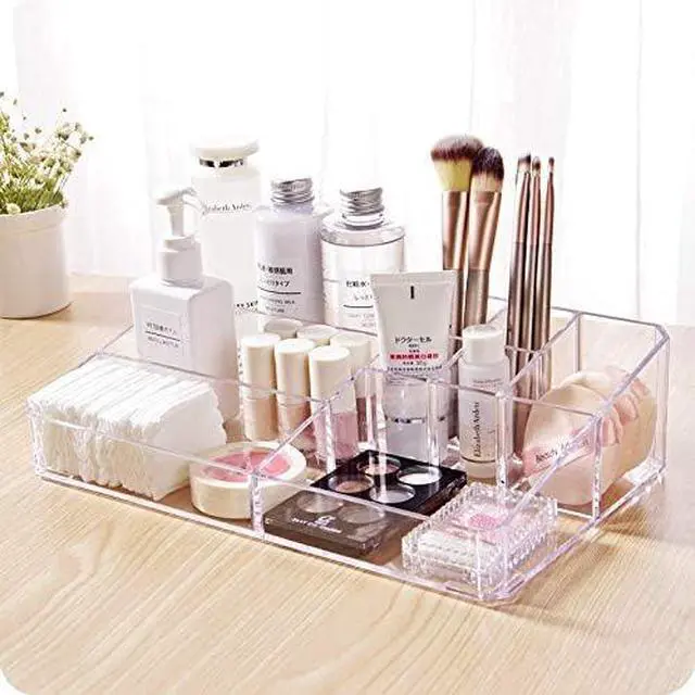 Alt view image 4 of 7 - Clear Makeup Organizer,9 Spaces Vanity Organizer Cosmetic Display Cases for Lipstick,Makeup Brushes and Skin Care Products,Plastic Makeup Storage