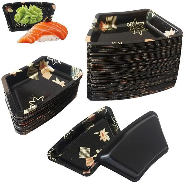 Main image of 100PCS Dipping Sauce Dish, Disposable Small Sushi Tray, Mini Shell Shape Serving Plates, Plastic Condiment Seasoning Platter Side Dishes for Parties, BBQ, Restaurant