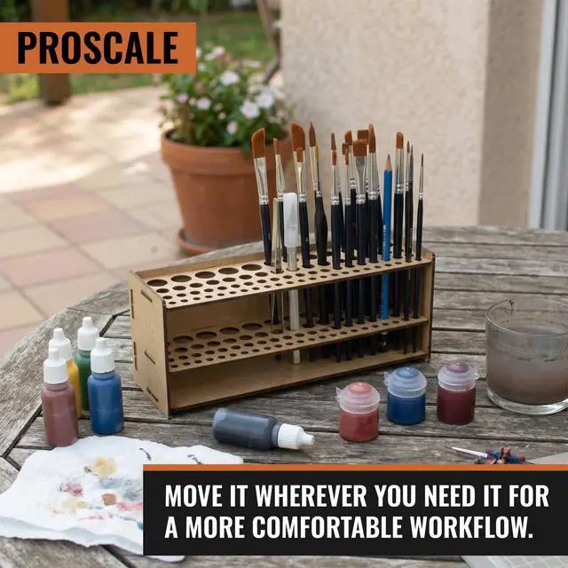 Alt view image 4 of 7 - Tool & Brush Organizer for Miniatures & Modeling, Versatile Tabletop or Wall Holder with Multi-Size Holes for Hobby Tools, Files and Accessories