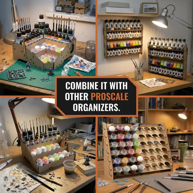 Alt view image 7 of 7 - Tool & Brush Organizer for Miniatures & Modeling, Versatile Tabletop or Wall Holder with Multi-Size Holes for Hobby Tools, Files and Accessories