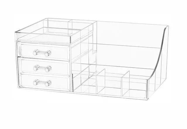 Main image of 1 Pack Clear Make Up Organizer Countertop,Stackable 3 Drawers Makeup Storage,Cute Vanity Organizers for Dresser Hair Clip,Jewelry,Beauty Product Desk and Bathroom Organizers and Storage