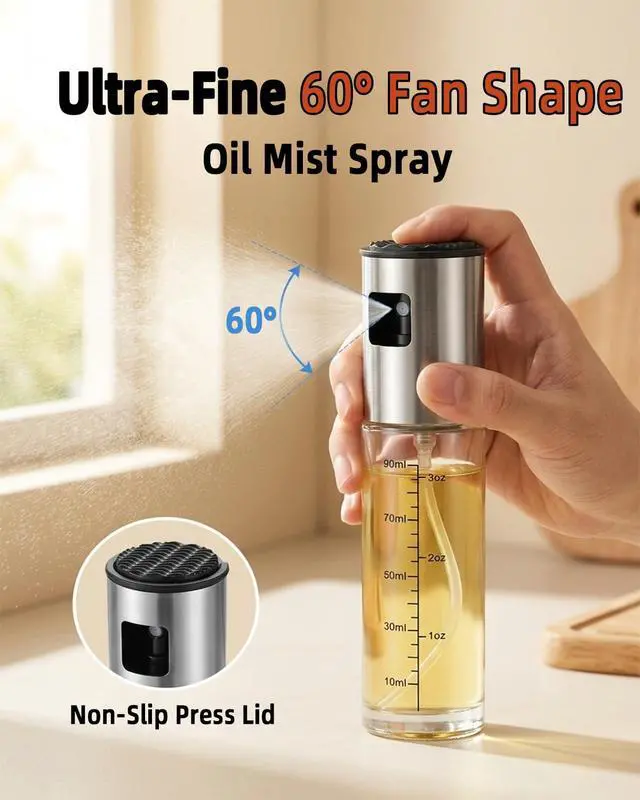 Alt view image 4 of 7 - Olive Oil Sprayer, 3.5oz/100ml Oil Sprayer for Cooking, Oil Sprayer for Air Fryer, Stainless Steel Pump for Mist Spray, Food Grade Glass Metarial Mister for Kitchen Gadgets, Salad, BBQ