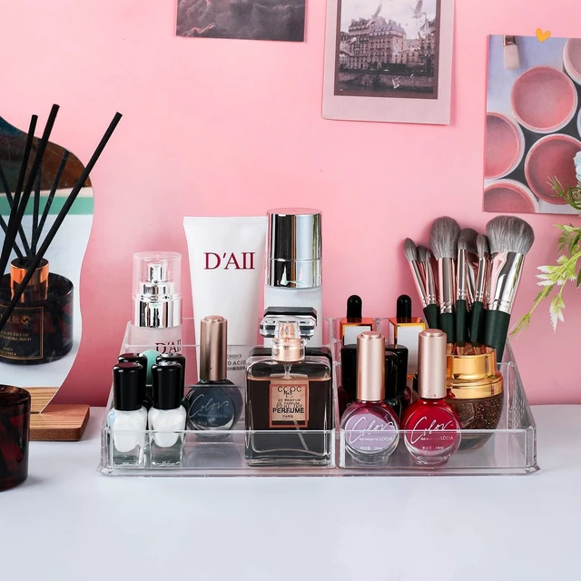 Alt view image 7 of 7 - Clear Makeup Organizer,9 Spaces Vanity Organizer Cosmetic Display Cases for Lipstick,Makeup Brushes and Skin Care Products,Plastic Makeup Storage