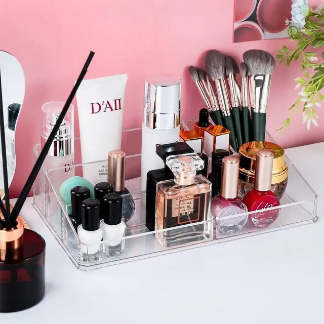 Alt view image 6 of 7 - Clear Makeup Organizer,9 Spaces Vanity Organizer Cosmetic Display Cases for Lipstick,Makeup Brushes and Skin Care Products,Plastic Makeup Storage