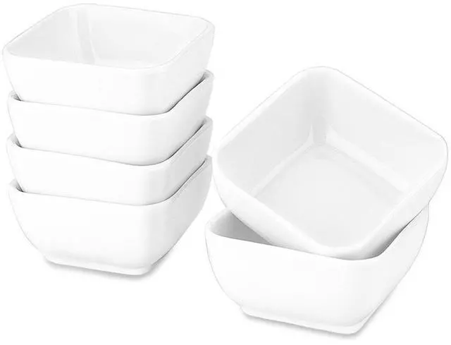 Main image of 3 Oz Ceramic Dipping Bowls Set of 6, Porcelain Soy Sauce Dish - White Dip Bowls for Charcuterie Board Cups, Small Sauce Cups for Condiment Ketchup BBQ, Dipping Sauce Cups Dishwasher Safe