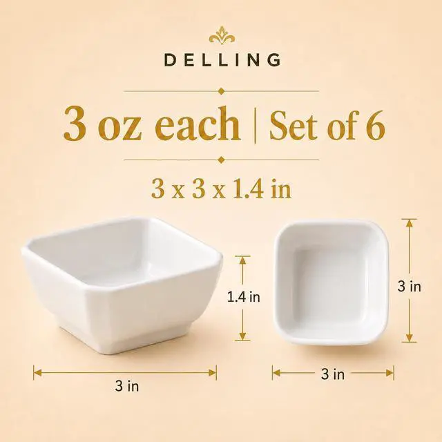 Alt view image 3 of 6 - 3 Oz Ceramic Dipping Bowls Set of 6, Porcelain Soy Sauce Dish - White Dip Bowls for Charcuterie Board Cups, Small Sauce Cups for Condiment Ketchup BBQ, Dipping Sauce Cups Dishwasher Safe
