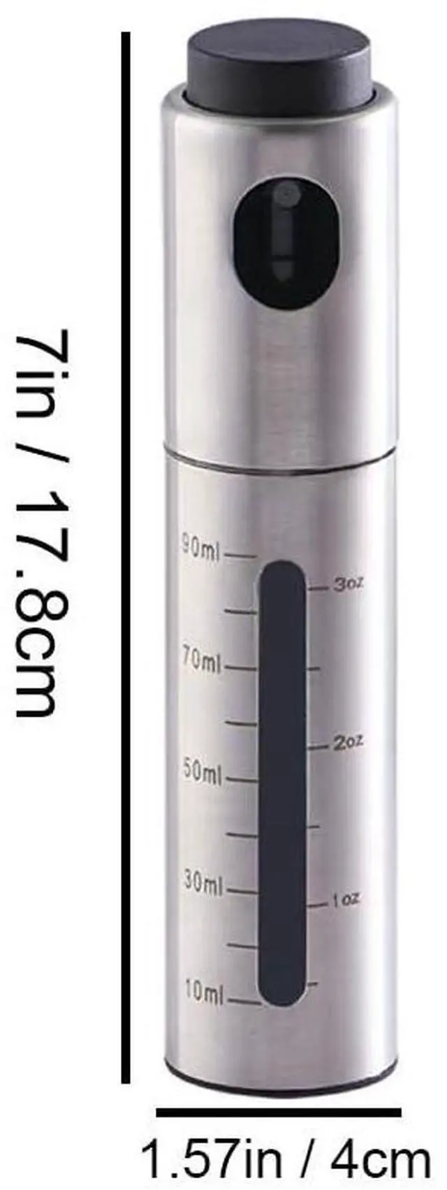 Alt view image 2 of 7 - 100ml Stainless Steel Olive Oil Sprayer, Multi-Purpose for Cooking, Salads, BBQs, Air Fryers. One-Handed Use. Suitable for Oils, Vinegar, Soy Sauce. Features a Content Window.