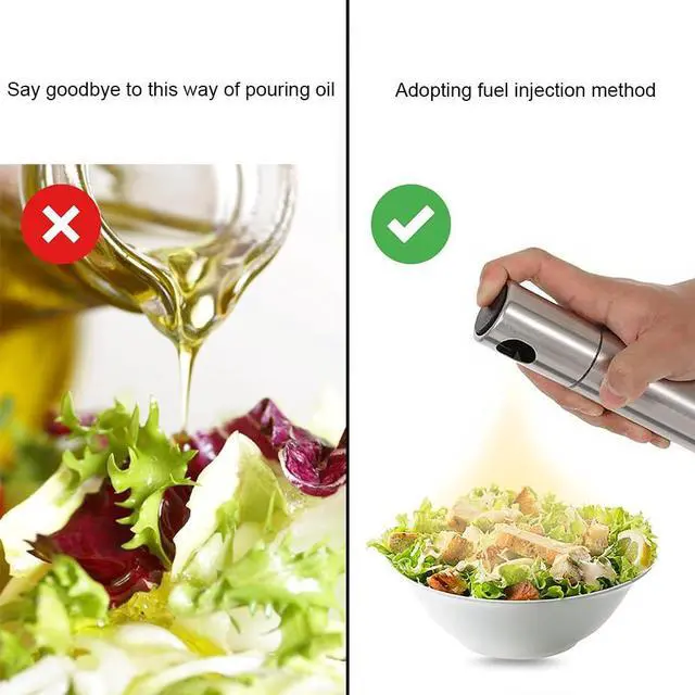 Alt view image 4 of 7 - 100ml Stainless Steel Olive Oil Sprayer, Multi-Purpose for Cooking, Salads, BBQs, Air Fryers. One-Handed Use. Suitable for Oils, Vinegar, Soy Sauce. Features a Content Window.